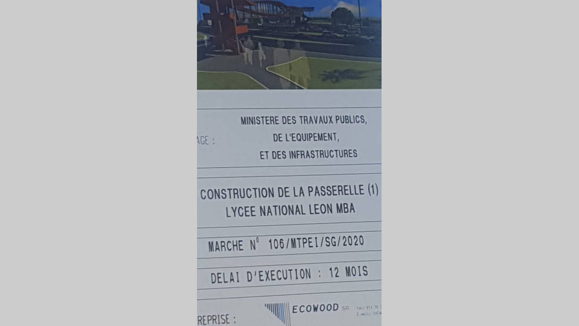 Infrastructures : la passerelle 1 du lycée national Léon Mba en voie de construction