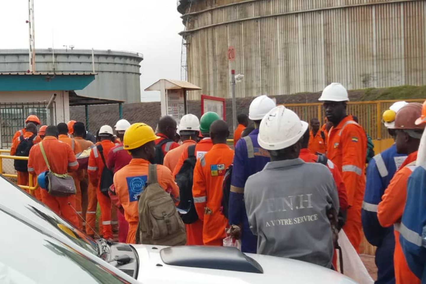 Travailleurs du secteur pétrolier au Gabono lors d'une précédente grève - ONEP Travailleurs du secteur pétrolier au Gabono lors d'une précédente grève - ONEP