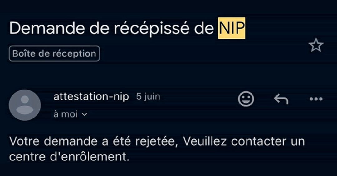 Délivrance du NIP: «Ma demande via le site internet a été rejetée, que faire ?» Délivrance du NIP: «Ma demande via le site internet a été rejetée, que faire ?»